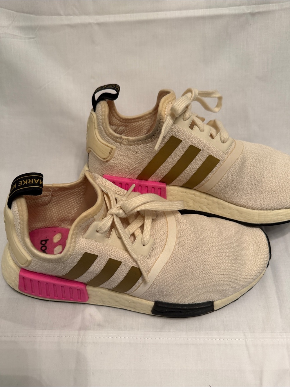 adidas Cream Sneakers with Pink and Black Accents